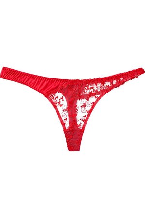 Coco de Mer | + Playboy Kiss Me embroidered stretch-tulle and satin thong | NET-A-PORTER.COM