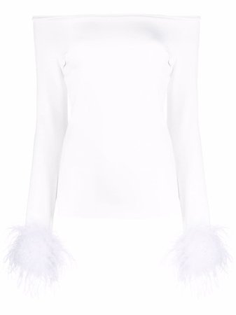 Shop Atu Body Couture feather cuffs off-shoulder top with Express Delivery - FARFETCH