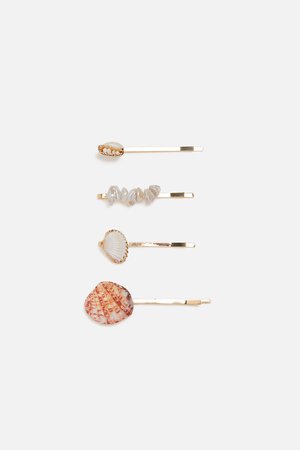 PACK OF PEARL BEAD AND SHELL HAIR CLIPS-Hair Accessories-ACCESSORIES-WOMAN | ZARA United Kingdom