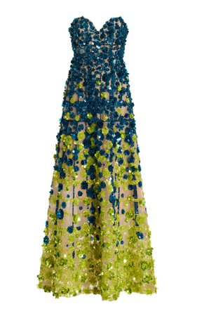 Ombre 3d Floral Applique Gown By Elie Saab | Moda Operandi