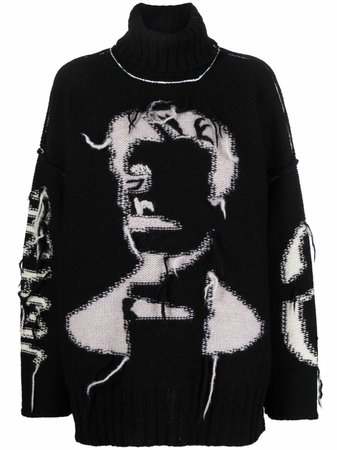 Shop MM6 Maison Margiela raw-knit roll-neck jumper with Express Delivery - FARFETCH