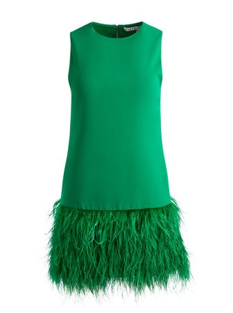Coley Feather Trim Mini Dress In Emerald | Alice And Olivia