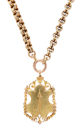 Antique 15k Gold Shield Necklace
