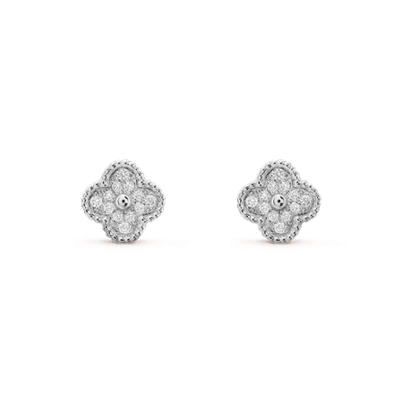 vintage alhambra earrings white gold diamond