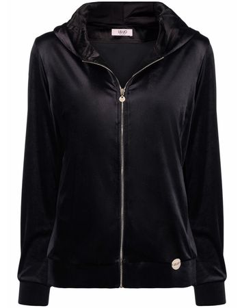 black velvet zip-up hoodie | LUI JO FARFETCH