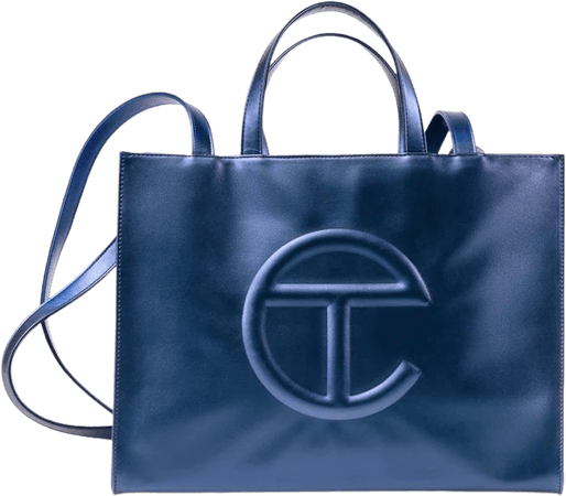 telfar bag metallic blue
