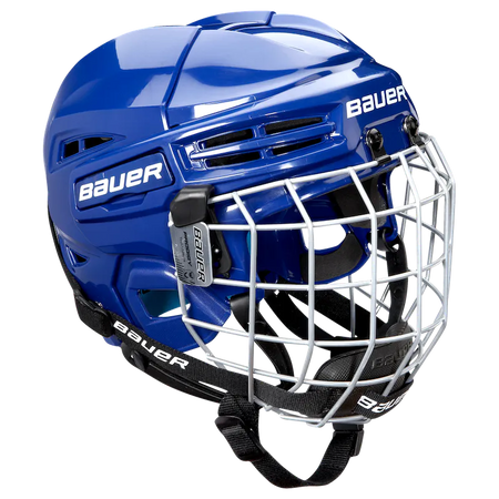 blue hockey helmet