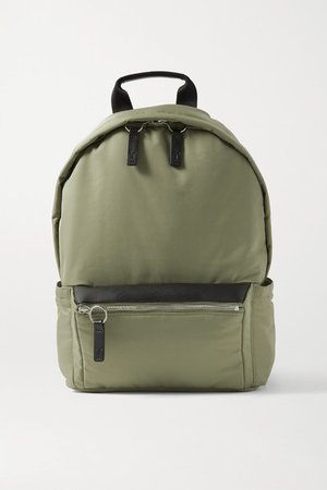 Transience - Flight Leather-trimmed Shell Backpack - Army green