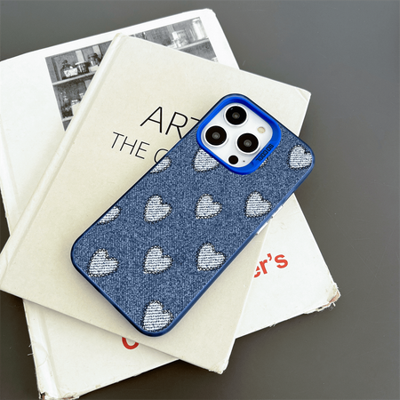 1pc Neutral Style Denim Texture Phone Case With Star Pattern, Anti-Slip & Anti-Shock Cover For Iphone 7/8/11/12/13/14/15/X/Xr/Xs/Plus/Pro/Pro Max/Se2 | SHEIN USA
