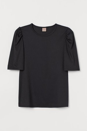 H&M+ Puff-sleeved Top - Black - Ladies | H&M US