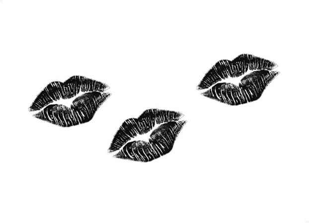 Amazon.com - 3 KISS Lips Kissing Black Lipstick Print 2.5'' on Clear Vinyl Sticker Car or Mirror Decals ((3) 1.5'' x 2.5'', Black on Clear)