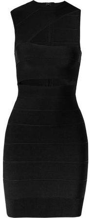 One-shoulder Cutout Bandage Mini Dress - Black