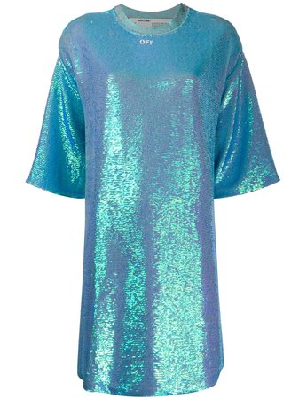 Off-White Sequined short-sleeved T-shirt Dress - Farfetch
