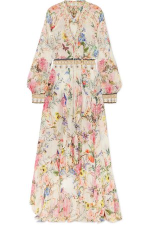 Camilla | Embellished floral-print silk-crepon wrap maxi dress | NET-A-PORTER.COM