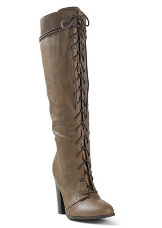 Lace Up Tall Boots in Taupe | VENUS