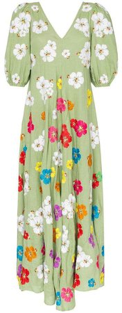 All Things Mochi tila floral-embroidered linen maxi dress