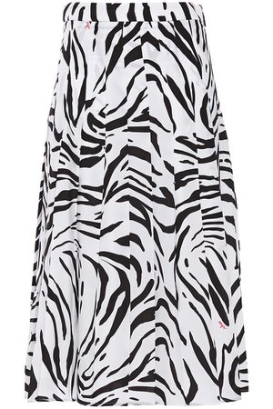 MSGM Pleated zebra-print crepe de chine midi skirt