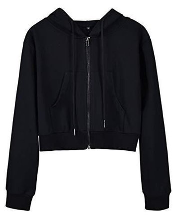 Black cropped zip up hoodie