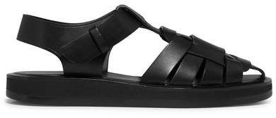 Gaia Woven Leather Sandals - Black