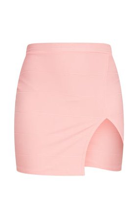 Peach Bandage Split Mini Skirt
