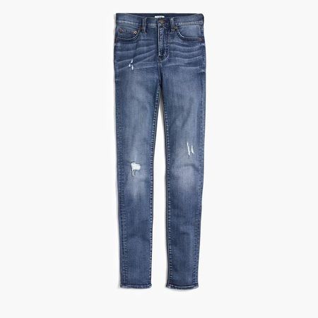 9" high-rise skinny jean with distressed details