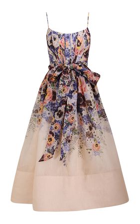 Tama Linen And Silk Corset Midi Dress By Zimmermann | Moda Operandi
