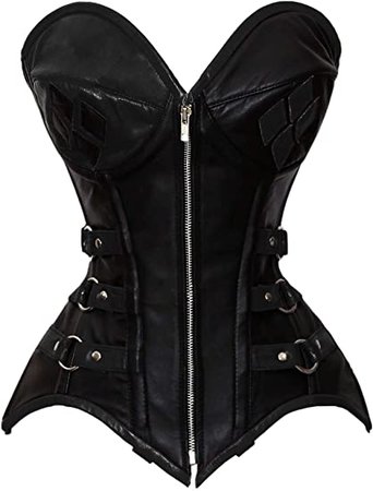 *clipped by @luci-her* luvsecretlingerie 24 Double Steel Boned Waist Training Faux Leather Overbust Shaper Corset #8719-FL: Clothing