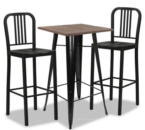 Loft Style Bar Table in Black Dining Set (1+2) | Furniture & Home Décor | FortyTwo