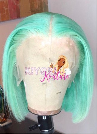 turquoise straight bob lace wig