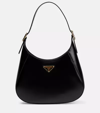 Logo Leather Shoulder Bag in Black - Prada | Mytheresa