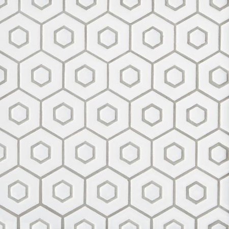 White Double Hexagon Polished Porcelain Mosaic - 12 x 12 - 100428465 | Floor and Decor
