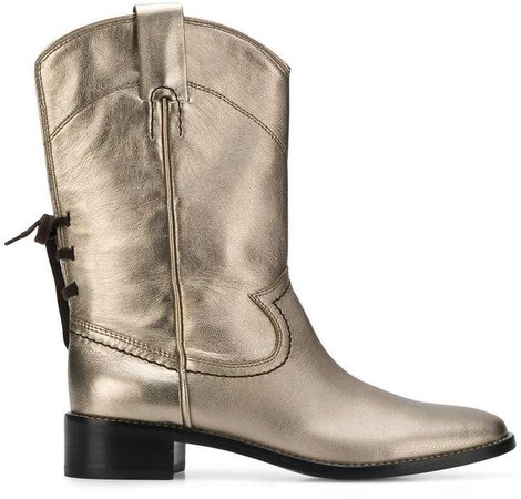 cowboy inspired mid calf boots