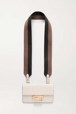 White Baguette canvas-trimmed leather shoulder bag | Fendi | NET-A-PORTER