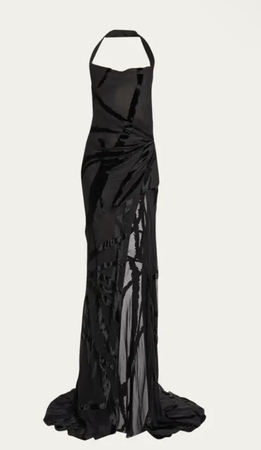 Halter Velvet Swirl Openback Bias Gown $3,995| BACH MAI