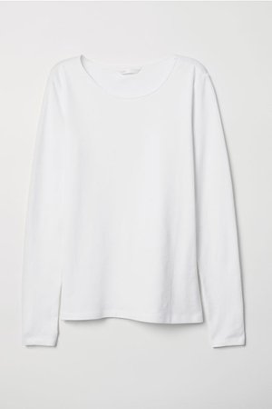 Long-sleeved Jersey Top - White - Ladies | H&M US