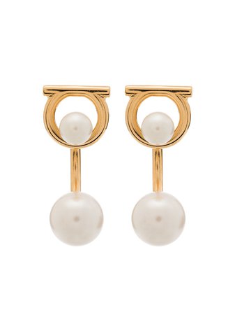 Salvatore Ferragamo Gancini pearl-embellished earrings - FARFETCH
