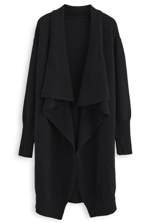 Waterfall Longline Knit Cardigan in Black - Retro, Indie and Unique Fashion