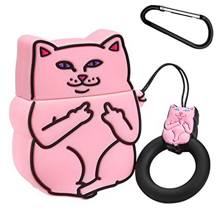 Amazon.com: Joyleop(Pink Finger Cat)Compatible with Airpods 1/ 2 Case Cover,3D Cute Cartoon Animal Funny Fun Cool Kawaii Fashion,Silicone Airpod Character Skin Keychain Ring,Girls Boys Teens,Case for Air pods 1&2: Electronics