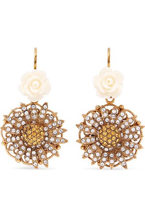 Dolce & Gabbana | Gold-tone, enamel and crystal earrings | NET-A-PORTER.COM