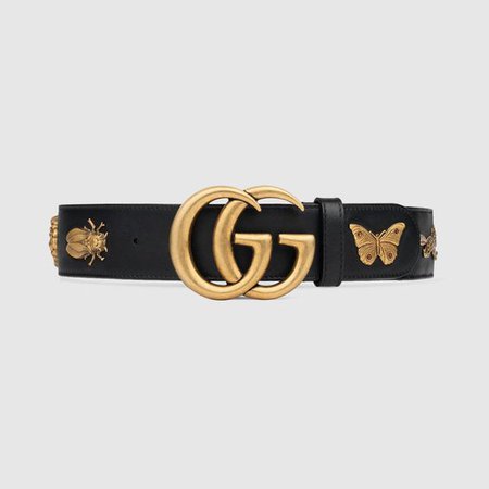 Gucci leather belt with animal studs