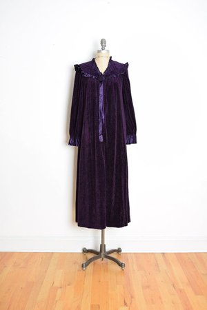 Vintage 80s nightgown plum velvet velour babydoll nightie | Etsy