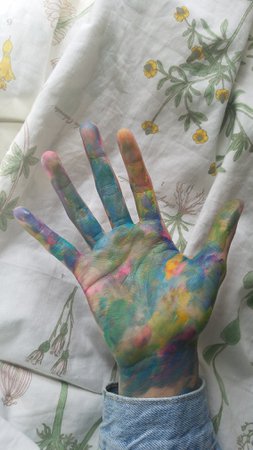 paint covered hands