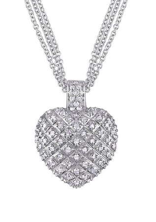 Belk & Co. 1 ct. t.w. Diamond Heart Pendant with Triple Chain in Sterling Silver
