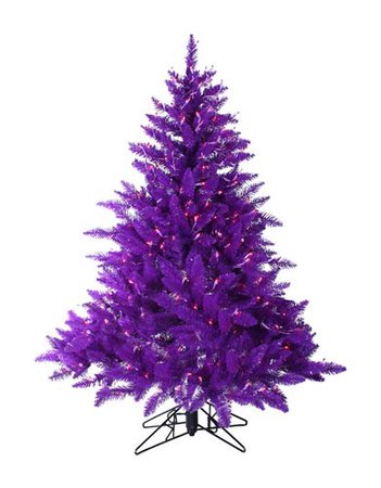 4.5 Foot Pre-lit Ash Purple Christmas Tree with Purple Lights