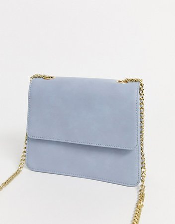 Glamorous mini crossbody bag in pastel blue with gold chain strap | ASOS