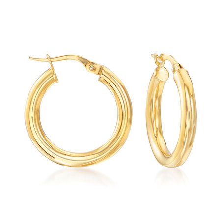 Italian 18kt Yellow Gold Hoop Earrings. 1/2" | Ross-Simons