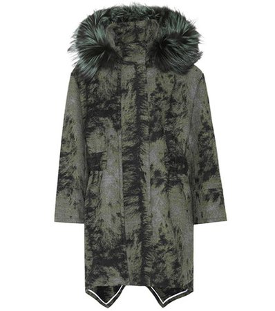 Fur-trimmed wool coat