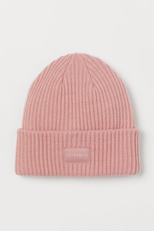 Rib-knit Hat - Pink