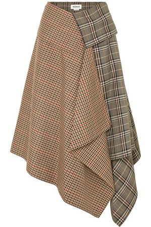 Monse | Asymmetric paneled checked wool-blend midi skirt | NET-A-PORTER.COM