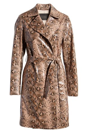 BLANKNYC Snakeskin Faux Leather Trench Coat | Nordstrom
